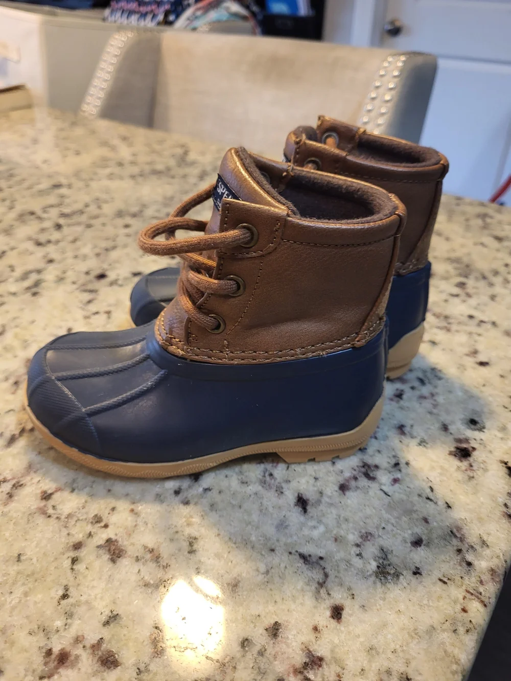 Sperry Kids Brown and Navy Duck Boots